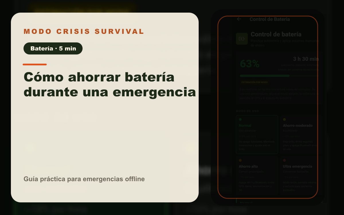 Guía visual de ahorro de batería del teléfono. Imagen ilustrativa.