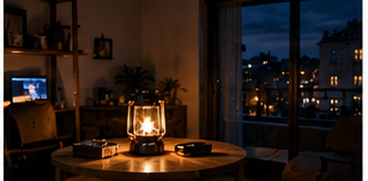 Estancia doméstica iluminada con una linterna durante un apagón. Imagen ilustrativa.