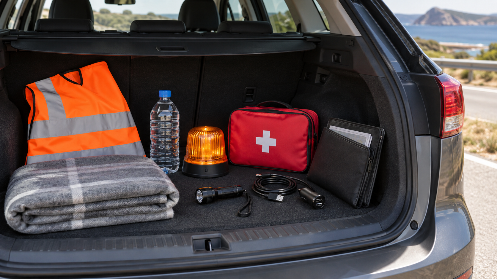 Material de emergencia para los desplazamientos en vehículo. Imagen ilustrativa.