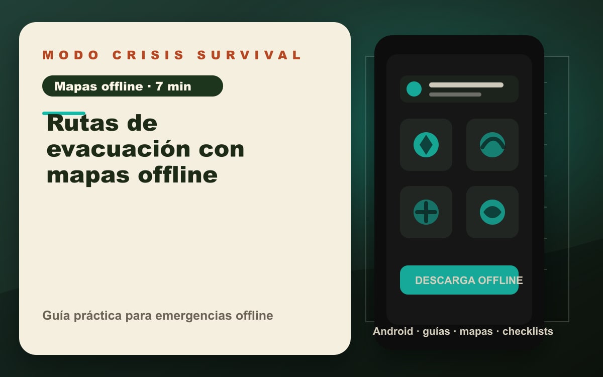 Guía visual de planificación de rutas y mapas descargados. Imagen ilustrativa.