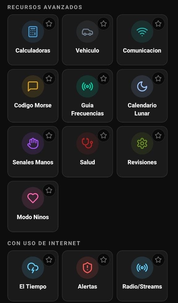 Pantalla de recursos avanzados con revisiones y modo niños