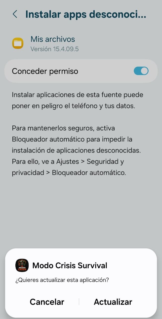 Pantalla final de instalación de la aplicación